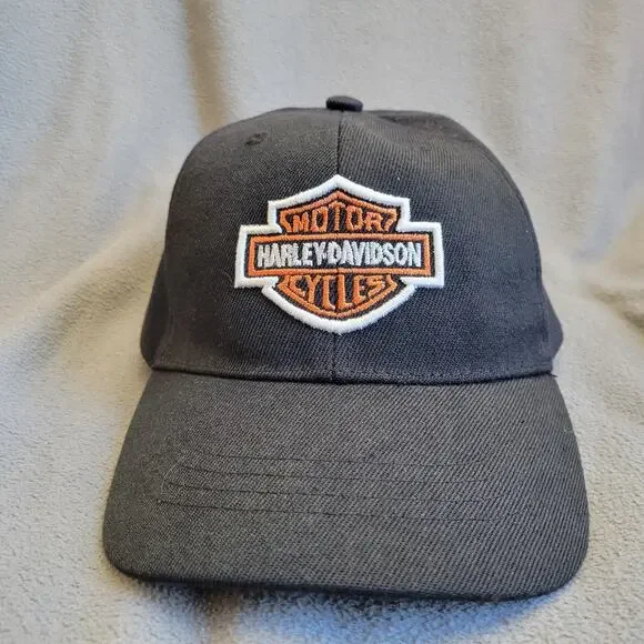 HARLEY DAVIDSON Hat Cap Black Adjustable Color Embroidered Logo Breathable - Picture 1 of 7